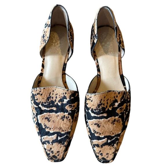 Vince Camuto Kordie Brown Black Cow Fur Flats Slip On Size 39 / 8.5 - Picture 1 of 6